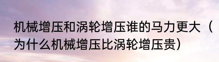 机械增压和涡轮增压谁的马力更大（为什么机械增压比涡轮增压贵）