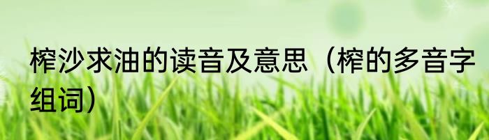 榨沙求油的读音及意思（榨的多音字组词）