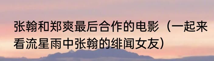 张翰和郑爽最后合作的电影（一起来看流星雨中张翰的绯闻女友）
