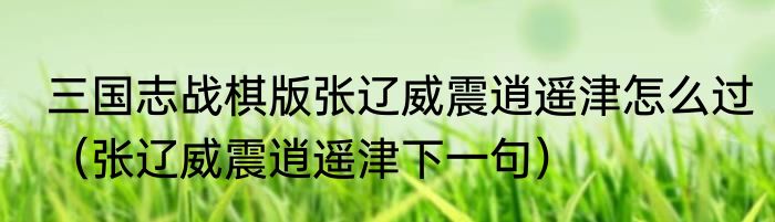 三国志战棋版张辽威震逍遥津怎么过（张辽威震逍遥津下一句）