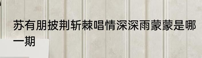 苏有朋披荆斩棘唱情深深雨蒙蒙是哪一期