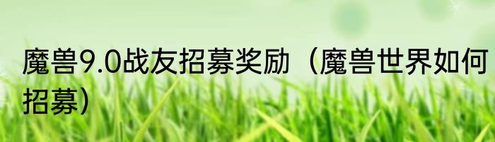 魔兽9.0战友招募奖励（魔兽世界如何招募）