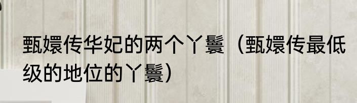 甄嬛传华妃的两个丫鬟（甄嬛传最低级的地位的丫鬟）
