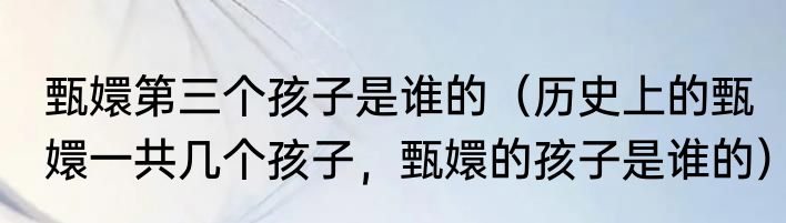 甄嬛第三个孩子是谁的（历史上的甄嬛一共几个孩子，甄嬛的孩子是谁的）
