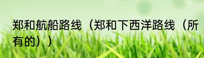 郑和航船路线（郑和下西洋路线（所有的））