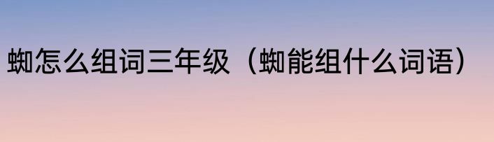 蜘怎么组词三年级（蜘能组什么词语）
