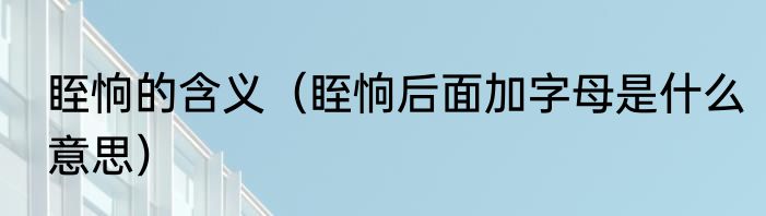 眰恦的含义（眰恦后面加字母是什么意思）