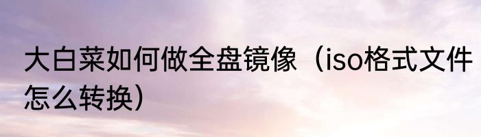 大白菜如何做全盘镜像（iso格式文件怎么转换）