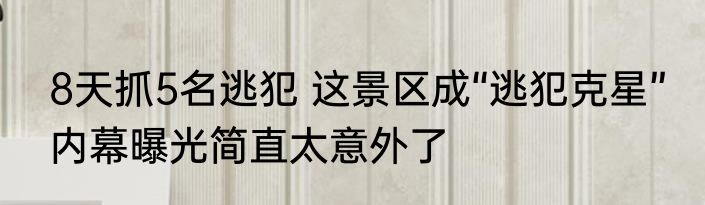8天抓5名逃犯 这景区成“逃犯克星” 内幕曝光简直太意外了