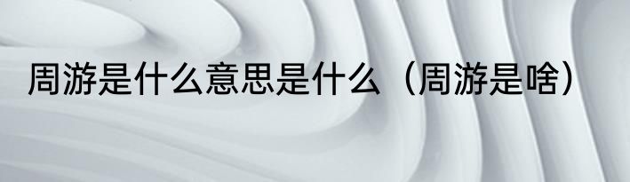 周游是什么意思是什么（周游是啥）