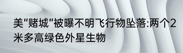 美“赌城”被曝不明飞行物坠落:两个2米多高绿色外星生物