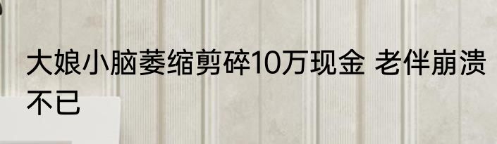 大娘小脑萎缩剪碎10万现金 老伴崩溃不已