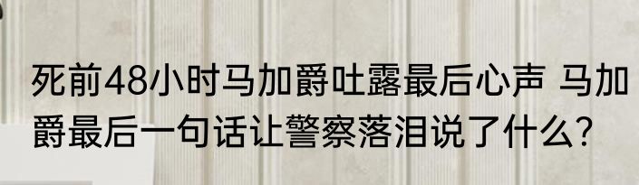 死前48小时马加爵吐露最后心声 马加爵最后一句话让警察落泪说了什么？