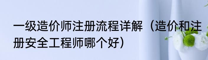 一级造价师注册流程详解（造价和注册安全工程师哪个好）