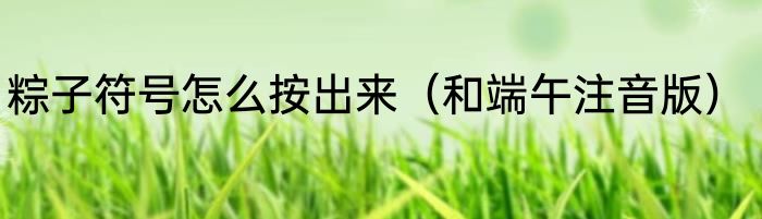 粽子符号怎么按出来（和端午注音版）