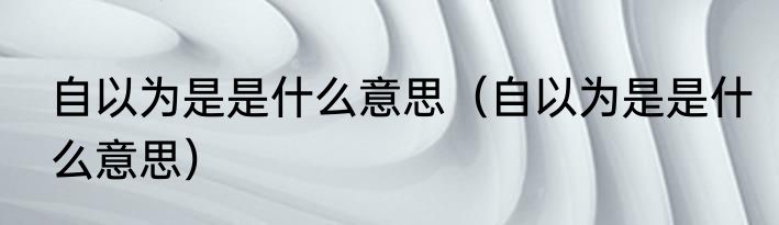 自以为是是什么意思（自以为是是什么意思）