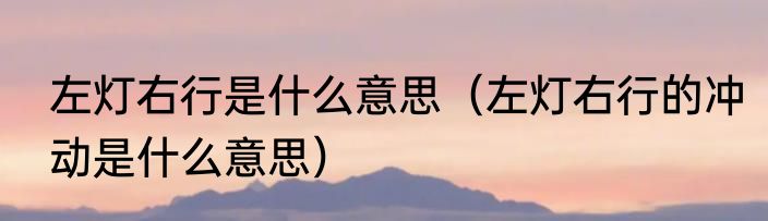 左灯右行是什么意思（左灯右行的冲动是什么意思）