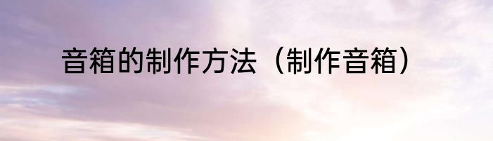 音箱的制作方法（制作音箱）