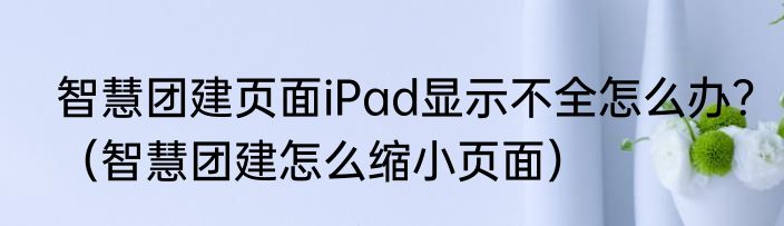 智慧团建页面iPad显示不全怎么办？（智慧团建怎么缩小页面）