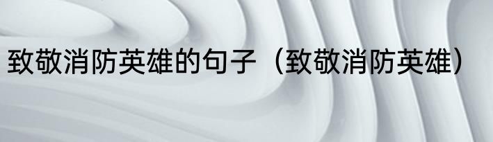 致敬消防英雄的句子（致敬消防英雄）