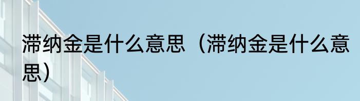 滞纳金是什么意思（滞纳金是什么意思）