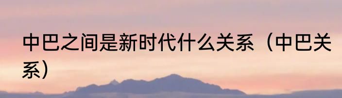 中巴之间是新时代什么关系（中巴关系）