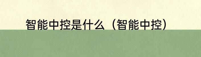 智能中控是什么（智能中控）