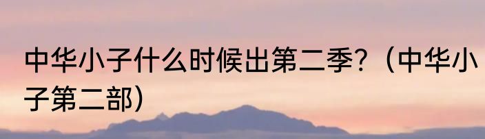 中华小子什么时候出第二季?（中华小子第二部）