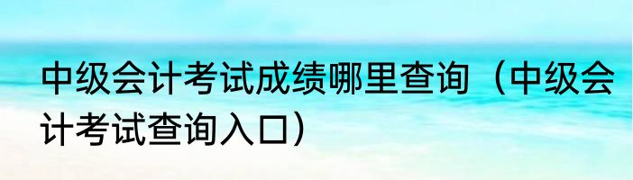 中级会计考试成绩哪里查询（中级会计考试查询入口）