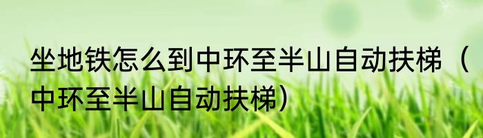 坐地铁怎么到中环至半山自动扶梯（中环至半山自动扶梯）