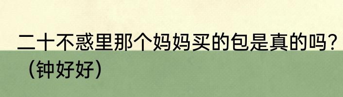 二十不惑里那个妈妈买的包是真的吗？（钟好好）