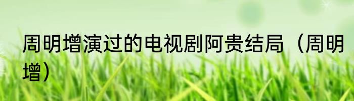 周明增演过的电视剧阿贵结局（周明增）