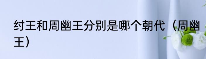纣王和周幽王分别是哪个朝代（周幽王）