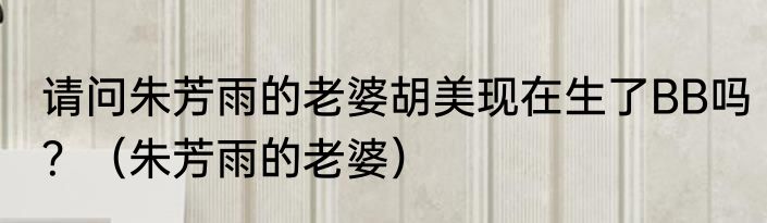 请问朱芳雨的老婆胡美现在生了BB吗？（朱芳雨的老婆）