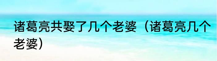 诸葛亮共娶了几个老婆（诸葛亮几个老婆）