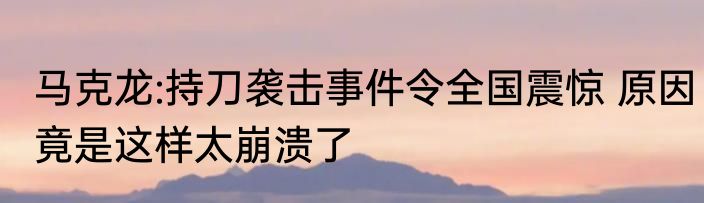 马克龙:持刀袭击事件令全国震惊 原因竟是这样太崩溃了