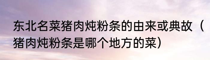 东北名菜猪肉炖粉条的由来或典故（猪肉炖粉条是哪个地方的菜）