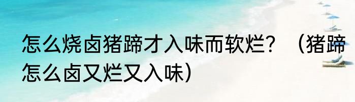 怎么烧卤猪蹄才入味而软烂？（猪蹄怎么卤又烂又入味）