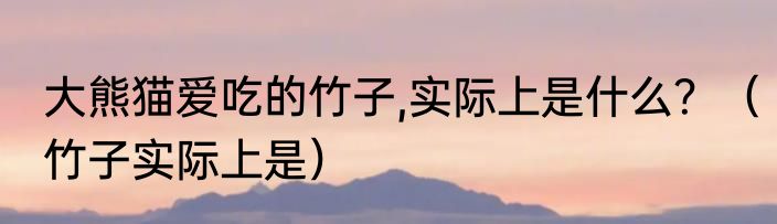 大熊猫爱吃的竹子,实际上是什么？（竹子实际上是）