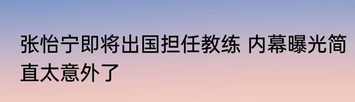张怡宁即将出国担任教练 内幕曝光简直太意外了