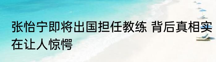 张怡宁即将出国担任教练 背后真相实在让人惊愕