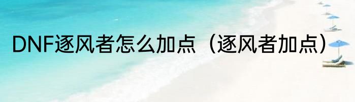 DNF逐风者怎么加点（逐风者加点）