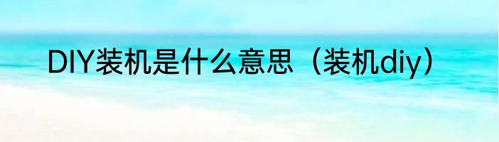 DIY装机是什么意思（装机diy）