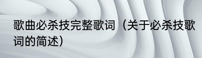 歌曲必杀技完整歌词（关于必杀技歌词的简述）