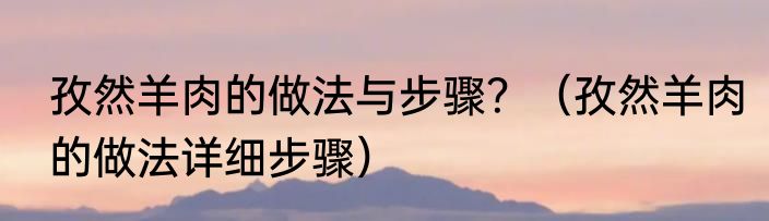 孜然羊肉的做法与步骤？（孜然羊肉的做法详细步骤）