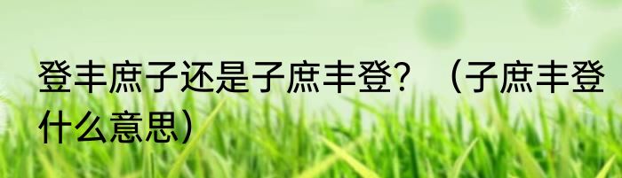 登丰庶子还是子庶丰登？（子庶丰登什么意思）