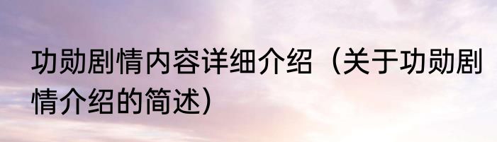 功勋剧情内容详细介绍（关于功勋剧情介绍的简述）