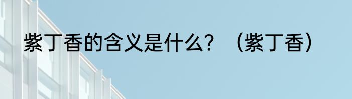 紫丁香的含义是什么？（紫丁香）