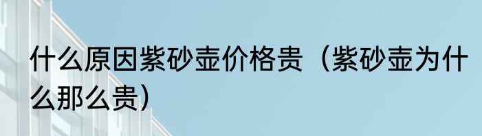 什么原因紫砂壶价格贵（紫砂壶为什么那么贵）