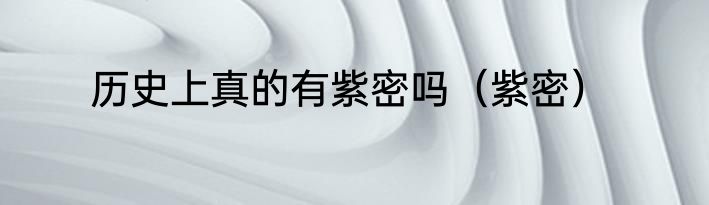 历史上真的有紫密吗（紫密）